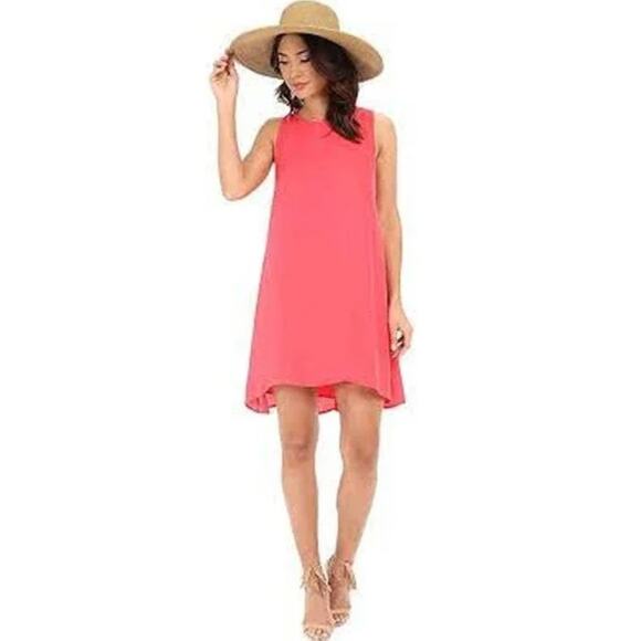 BB‎ Dakota Dress Women Small Pink Roxanne Glow Reverse Crepon Shift Mini - Picture 1 of 10